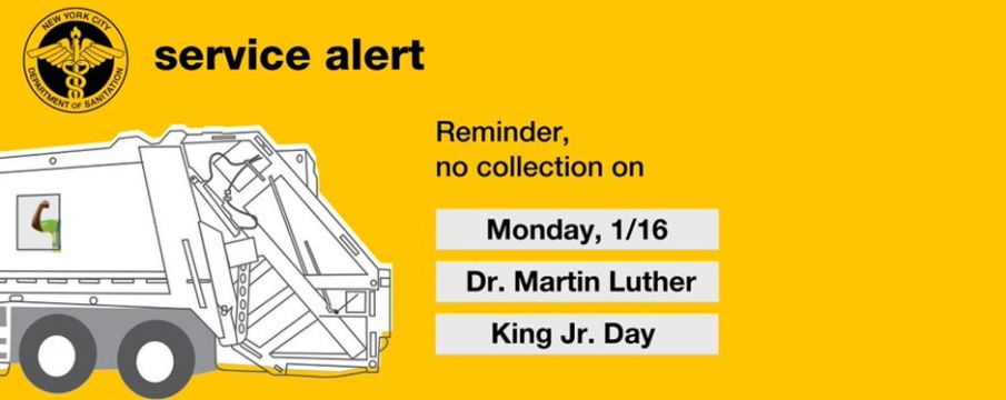 No Sanitation Service on MLK Jr. Day
