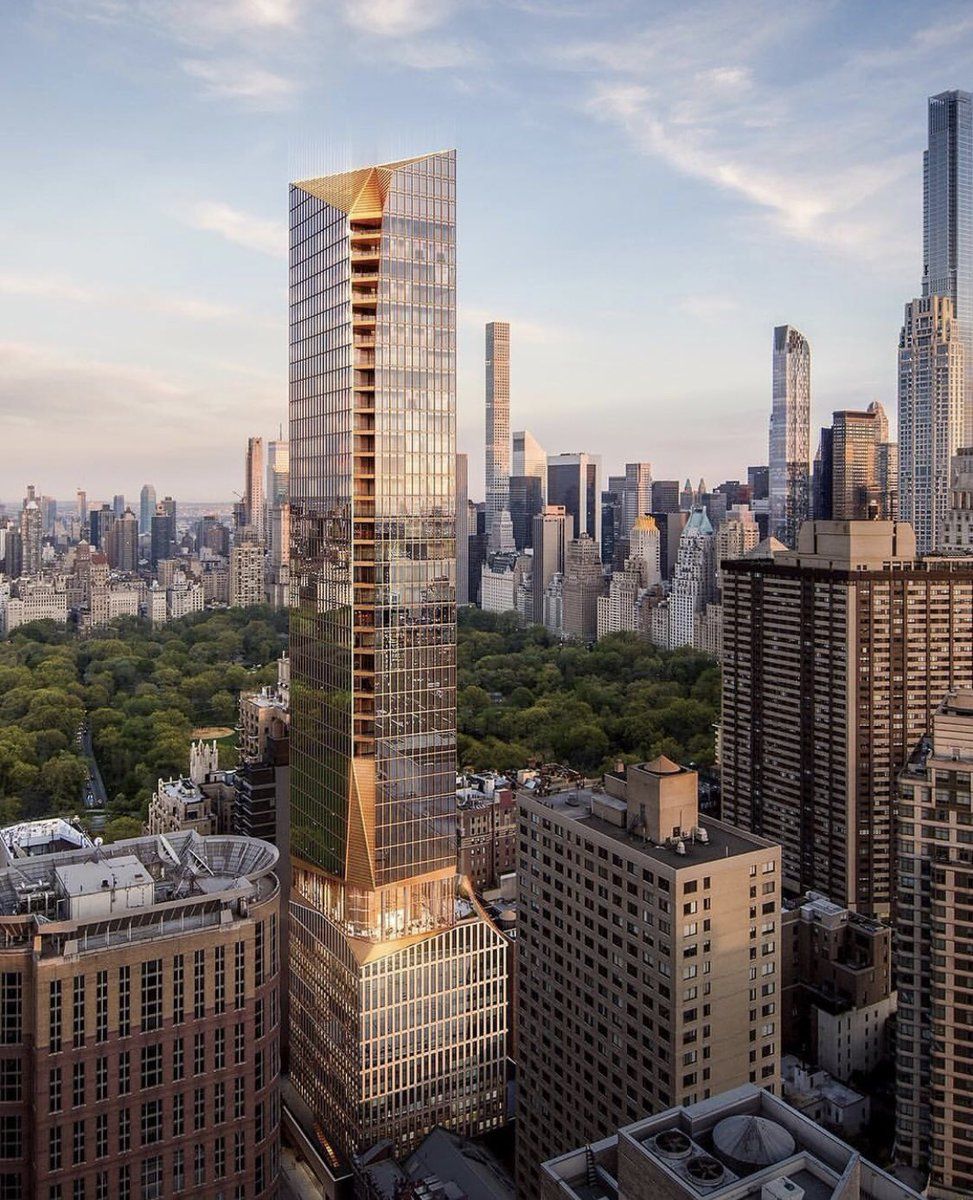 a rendering of the completed 50 West 66th Street site from an aerial view